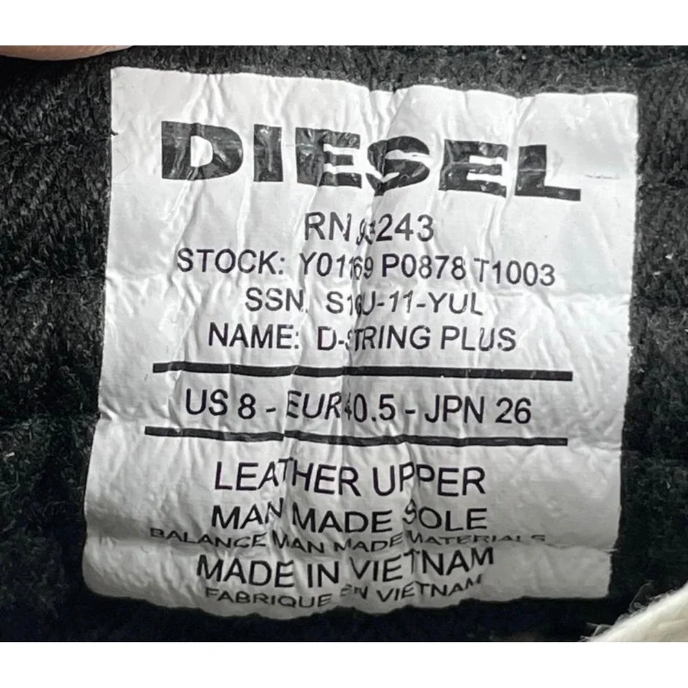 Diesel D-String Plus White Leather High Top Sneakers Mens 8 Y01169 P0878‎ T1003